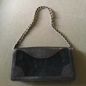 Nordstrom black suede & leather shoulder bag / clutch